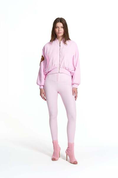 #vdr viadellerose Pembe Kısa Fermuarlı Ribanalı Cep Detaylı Ceket 19050