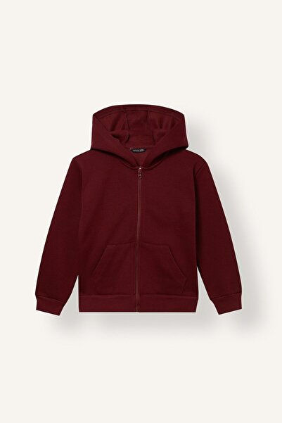 DeFacto Basıc Düz Kapüşonlu Kalın Sweatshirt Kumaşı Hırka Kız Çocuk C8110A826AU