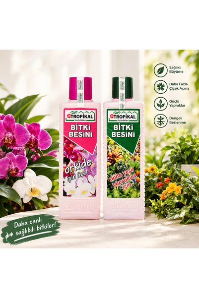 bfalina botanik Bitki Besini 2’li Set – Orkide ve Yeşil Yapraklı Bitkiler İçi...