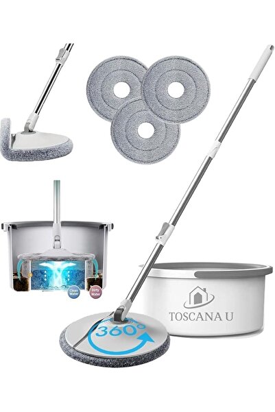 GENERAL 360 Degree Rotating Mop and Bucket Set, Self-Emptying Flat Mop with 3...
