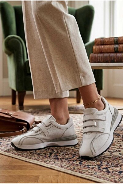 TREND Kadın Günlük Hakiki Deri Sneaker Kaydırmaz Taban Esnek Rahat Ortopedik Spor Ayakkabı