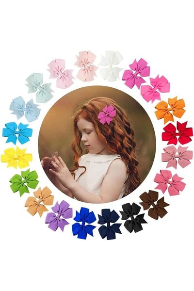 JOYZZZ Baby Girls Clips, 20PCS Grosgrain Hair Bows, 7.6cm Bow Hair Clips, Cut...