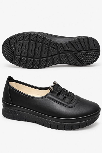 SOLERIUM SHOES Kadın Lastik Detay Taşlı Anne Ayakkabısı Günlük Ayakkabı Babet