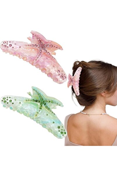 NALACAL 2 Pcs Large Starfish Hair Claw Clips for Women, Luxury Acetate Non-Sl...