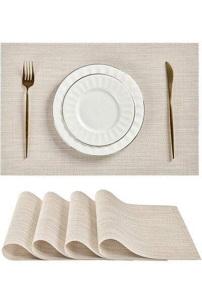 GENERAL Leetaltree Burgundy Placemats Set of 4 - Heat Resistant Non-Slip Plac...