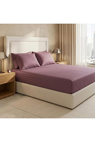 Master Home Textile Bedding Set, Queen Size, 3 Pieces, Cream Striped, 100% Mi...