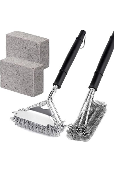 Andtooy 4 Pack Stainless Grill Brush and Scraper with Grill Cleaning Brick, B...