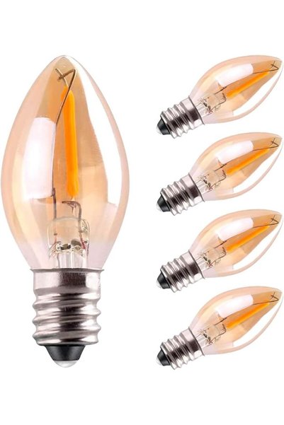 TERRIFI مصابيح LED على شكل شمعة E14، 0.5 واط، مصابيح ليلية C7 مع خيوط زجاجية ...