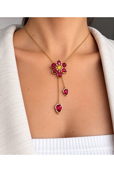 Ressia Pink Idylila Flower Cutout Y Necklace