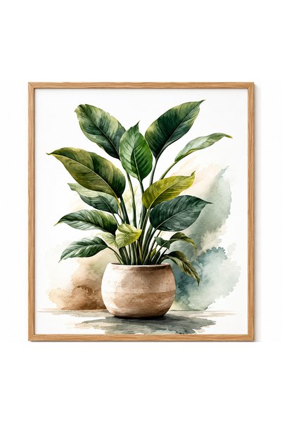 YALOVA SHOP Dekoratif Yeşil Saksı Çiçekleri 3 Tablodan Oluşan Set