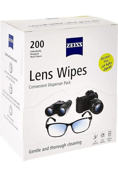 ZEISS مناديل تنظيف العدسات، 200 قطعة، 12 عبوة، لون أبيض