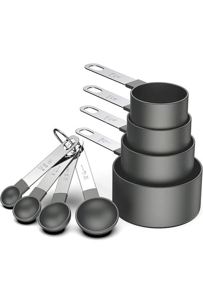 ToolHouse 8-Piece Stainless Steel Measuring Cups and Spoons Set – 4 Stackable...