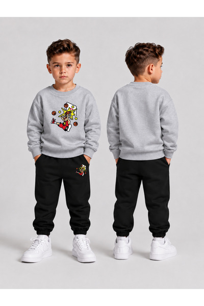 LORVEX Boys' Crew Neck Sweatshirt Tracksuit Set 2-Piece Printed Top and Botto...