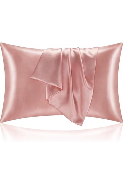 BEDELITE Satin Pillowcase with Zipper 2 Pack, White Pillow Cases Standard Siz...
