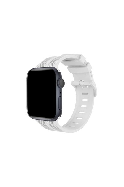 Toptan Bulurum Apple Watch 38mm Kr408 Striped Silicone Band - White