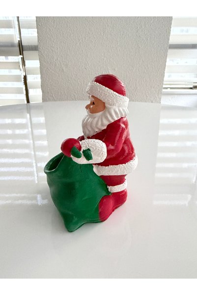 ELBUCOLECTION Sepetli Noel Baba Yılbaşı İçin Dekoratif Biblo El Yapımı