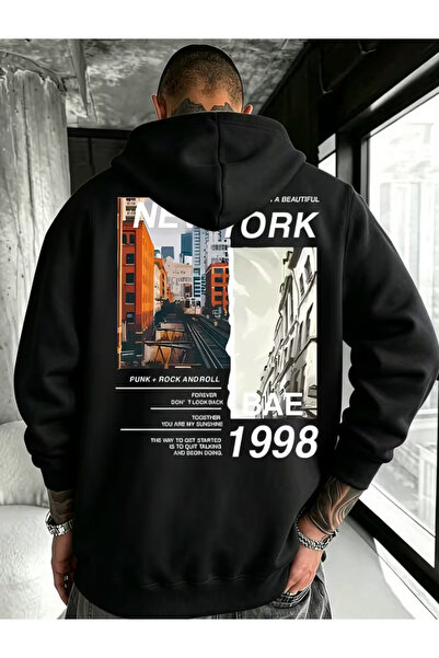 one button Unisex Νέα Υόρκη 1998 Φούτερ με Ειδική Λεπτομέρεια με Στάμπα, Prem...