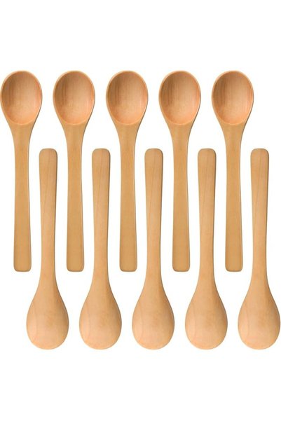 EXCEFORE 30 Pack Small Wooden Spoons, Mini Soup Spoons, Short Handle Mini Con...