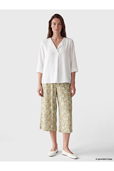 LC Waikiki Alita City Lcw Grace Green Combed Cotton Patterned Standard & Regu...