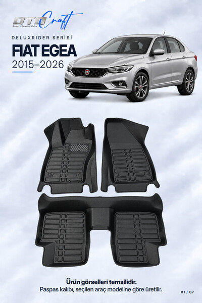 OTOCRAFT Fiat Egea (2015-2026) Araca Özel DeluxRider Lüks Havuzlu Paspas Tam ...