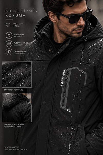 gm giyimarket New Season Water and Wind Resistant Fur Lined Hooded Coat