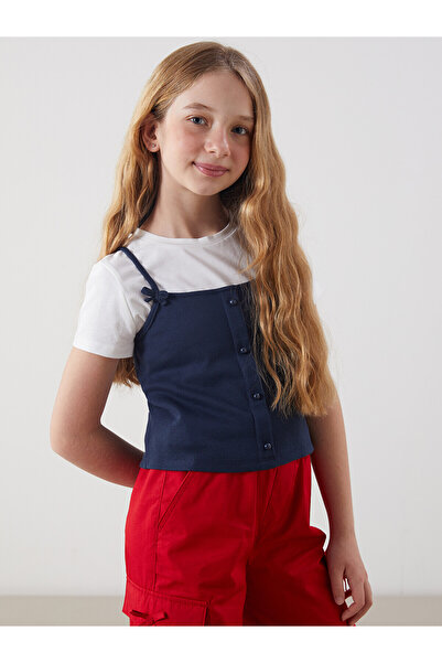 LC Waikiki Two Mt Shop Quality Lcw Kids White Oval Collar Girls' T-Shirt and ...