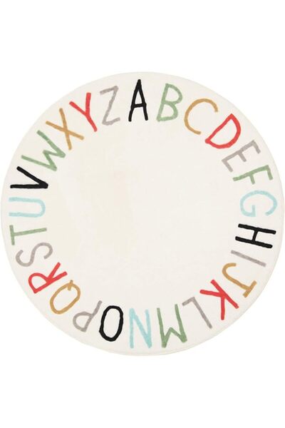 Topotdor Rainbow Round Kids Play Rug Alphabet Nursery Area Rug Extra Large So...