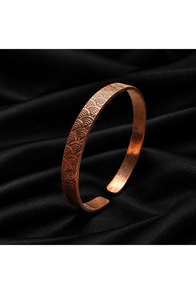 Sabır Taneleri Wave Patterned Fully Handcrafted Copper Bracelet