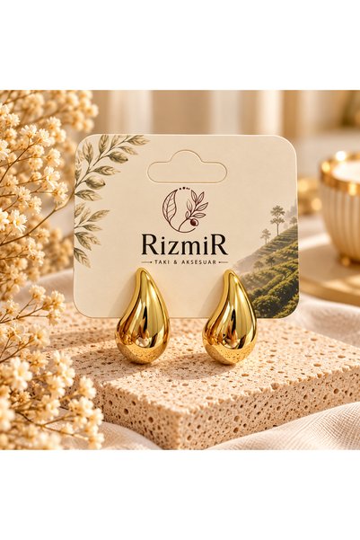 rizmir Gold Drop Design Women's Earrings