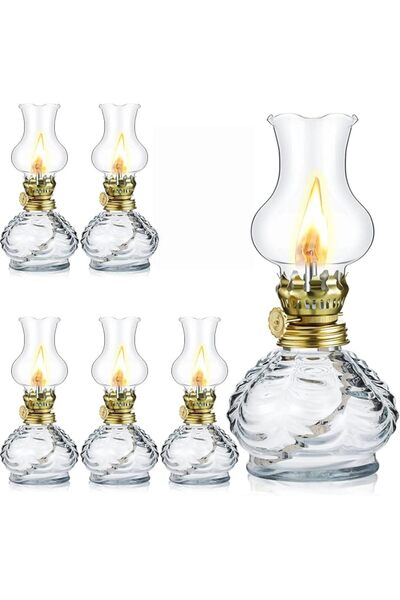 THE WHITE SHOP مصباح زيت، فانوس زجاجي بـ 6 أجزاء للإضاءة المنزلية