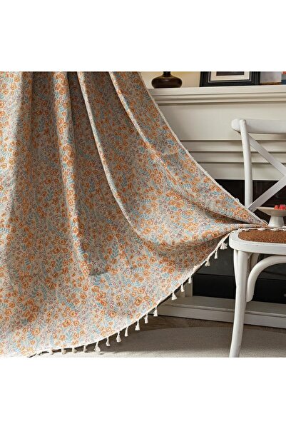 GENERAL ستائر بوهو جاكار من ENJOYBRIDAL بطول 63 بوصة، لوحتين، ستائر زرقاء بنق...