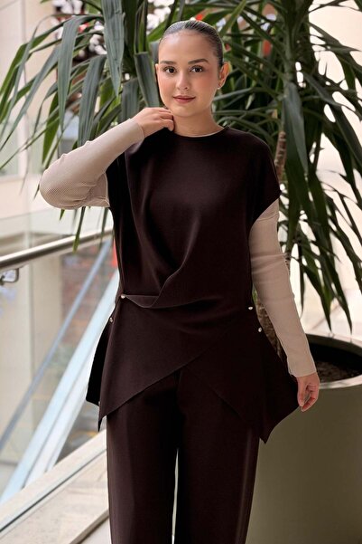 MISS DALIDA Missdalida Asymmetrical Tunic with Metal Button Detail