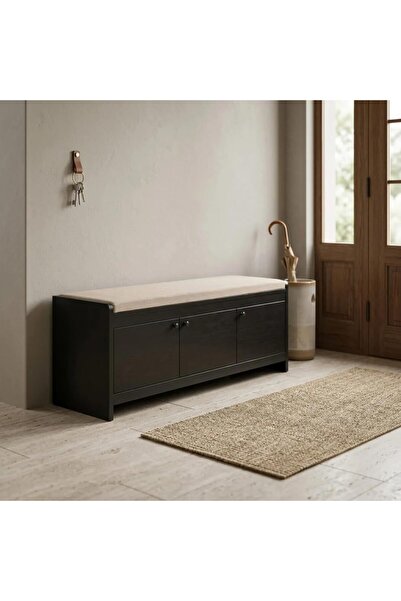 Generic Modern Shoe Cabinet made of Fabric and Wood - Black and Beige - 120x4...