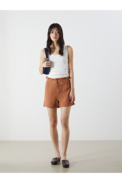 LC Waikiki Two Mt Shop Quality Xside Beige Elastic Waist Linen Look Women's S...