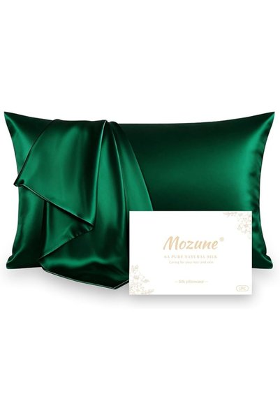 Mozune غطاء وسادة حرير مزدوج الجوانب 100%، 22 مومي، 6A، قابل للغسل، بسحاب مخف...