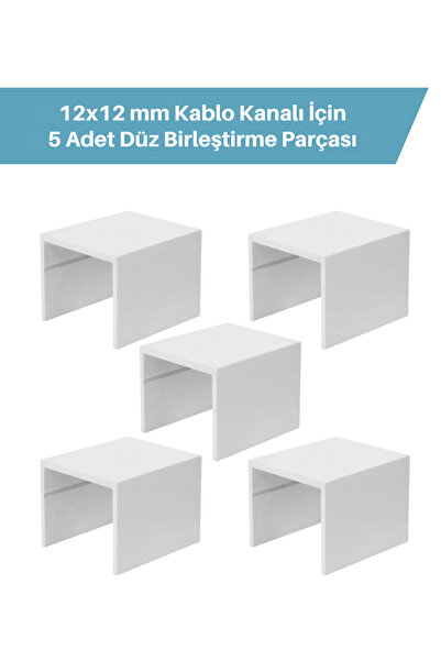 5 Adet 12x12mm Kablo Kanalı Düz Birleştirme Aparatı, Beyaz Düz Birleştirme Konnektör, Ara Parça