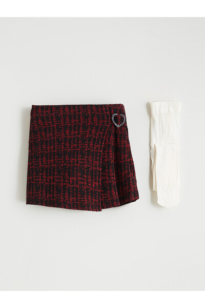 LC Waikiki Alita City Lcw Kids Red Plaid Girls' Shorts Skirt with a Difference