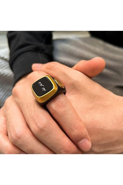 Generic iQIBLA Smart Tasbih Zikr Ring- Muslim Prayer- Prayer timing reminder- OLED display- Tasbih Counter- Smart Ring- Wearable Technology- Waterproof Black 22mm- E0120BK- 20mm- USB
