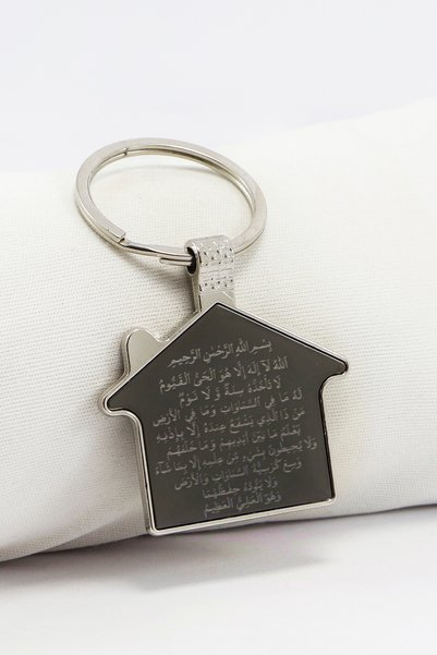 biuti Laser Engraved Ayetel Kürsi Keychain Bag Ornament with House Figure