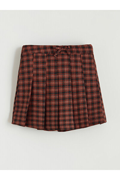 LC Waikiki Alita City Lcw Kids Red Flannel Plaid Short Girls' Skirt with a Di...
