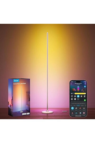 Govee مصباح أرضي RGBIC فضي، مصباح زاوية LED يعمل مع أليكسا