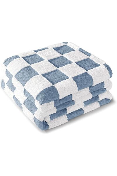 GENERAL Exclusivo Mezcla Fleece Checkered King Blanket for Bed, 264x228 CM, B...