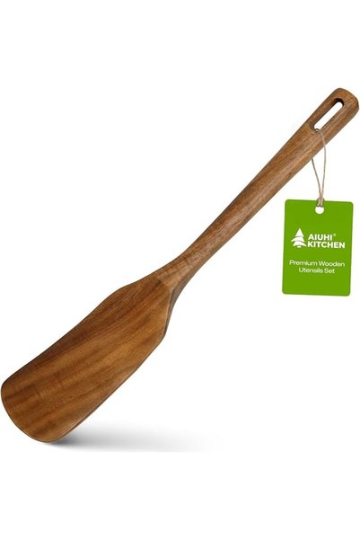 GENERAL AIUHI Teak Wood Wok Spatula, Extra Long Wooden Spatula for Cooking, N...