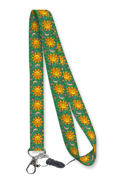 RoyalVance Green Stained Glass Sun and Moon Neck Strap Lanyard