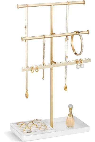 Lolalet 3 Tiers Jewelry Organizer, Jewelry Display Stand with Sturdy Metal Ba...