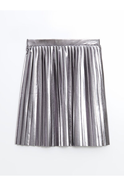 LC Waikiki Alita City Lcw Kids Gray Pleated Girls' Skirt with Elastic Waist