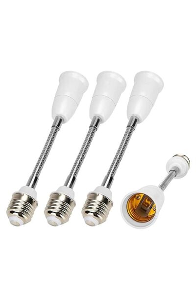 X SPRING Flexible Light Bulb Socket Extender, 4PCS Adjustable E27 Bulb Adapte...