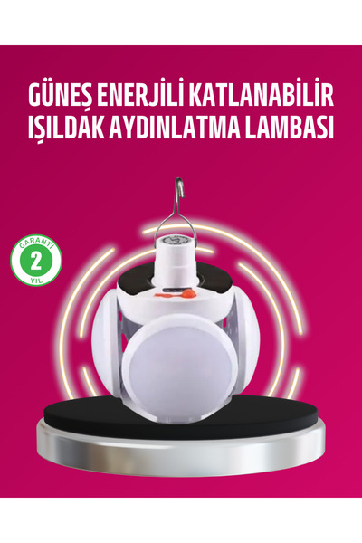 AyPenye Solar ve USB Şarjlı Su Geçirmez Katlanabilir LED Lamba
