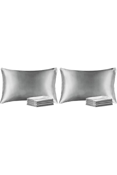 BEDELITE Satin Pillowcase with Zipper 2 Pack, White Pillow Cases Standard Siz...