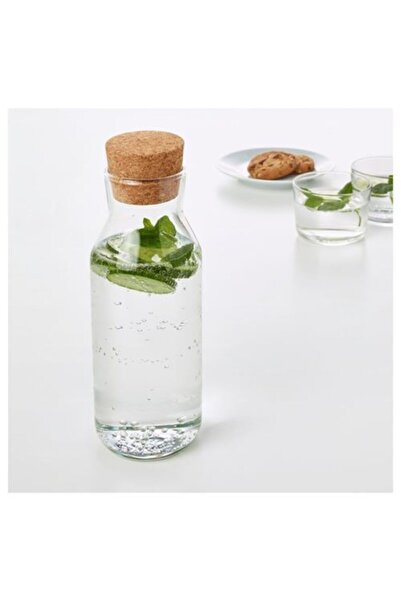 Quality Shop Mantar Kapaklı Şişe Küçük boy Sürahi Karaf Cam 0,5 lt